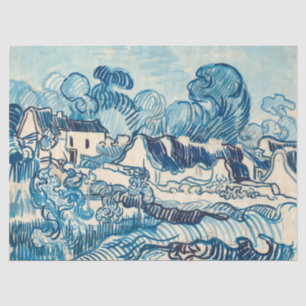 Papier Mousseline Paysage avec maisons, 1890 par Vincent Van Gogh