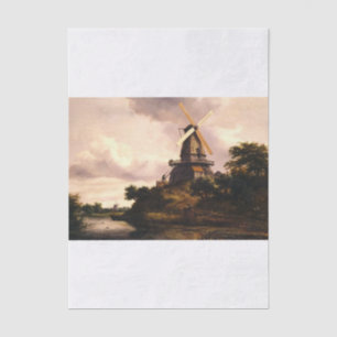 Papier Mousseline Paysage avec un moulin à vent