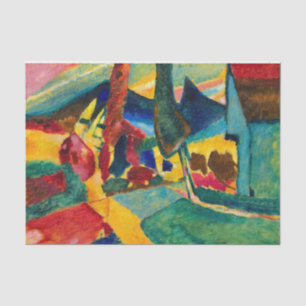 Papier Mousseline Paysage de Kandinsky avec deux peupliers