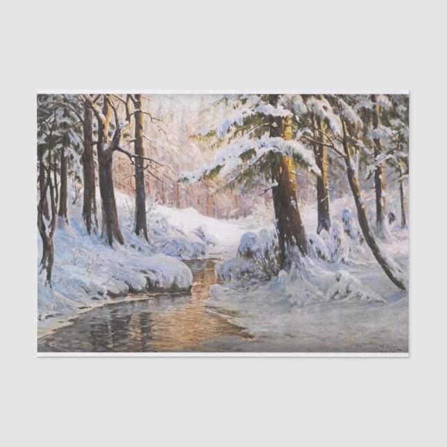 Papier Mousseline Paysage de la forêt de neige, Walter Moras (Recto)