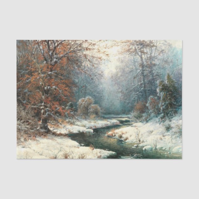 Papier Mousseline Paysage de la rivière d'hiver, Découpage (Recto)