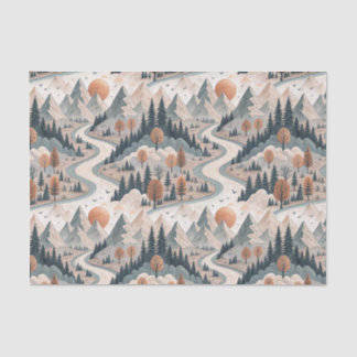 Papier Mousseline Paysage de montagne et rivière Motif abstrait Boho