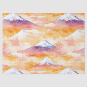 Papier Mousseline Paysage de montagnes enneigées à l'aquarelle au cr