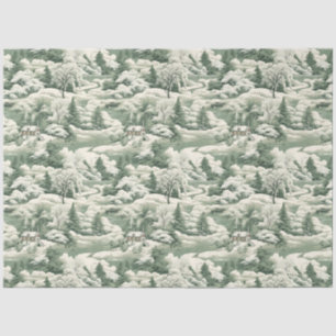Papier Mousseline Paysage de neige en toile verte