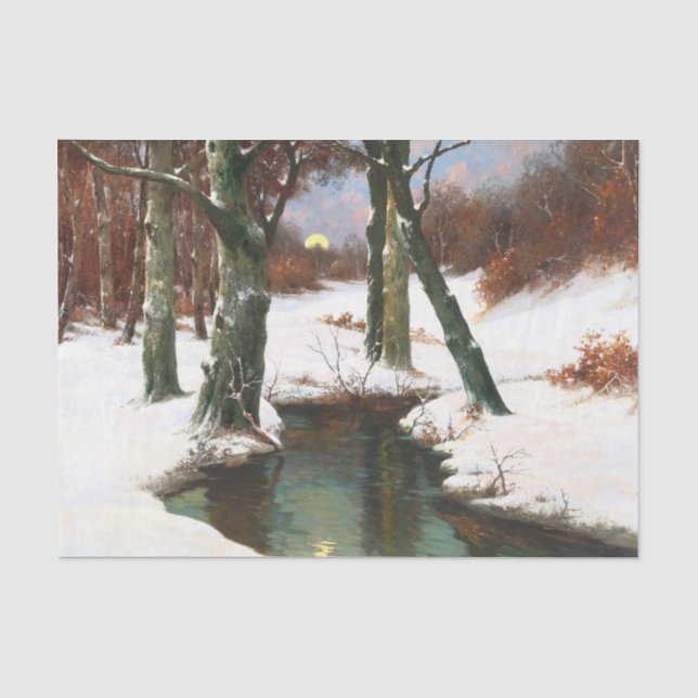 Papier Mousseline Paysage D'Hiver Avec Lune Levante (Recto)