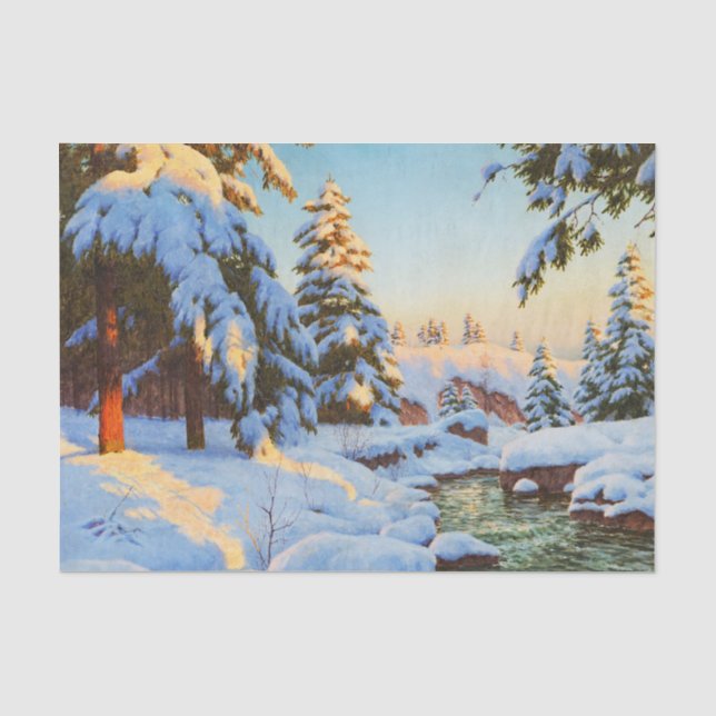 Papier Mousseline Paysage d'hiver, Bessonof (Recto)