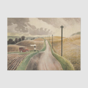 Papier Mousseline Paysage du Wiltshire (par Eric Ravilious)