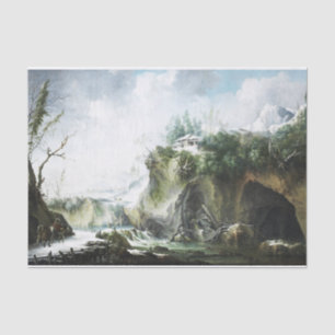 Papier Mousseline Paysage fluvial en hiver, Francesco Foschi