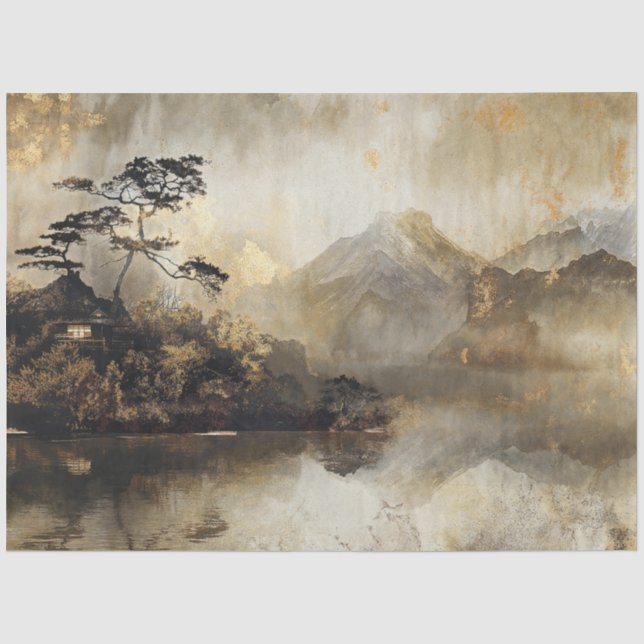 Papier Mousseline Paysage japonais vintage (Recto)