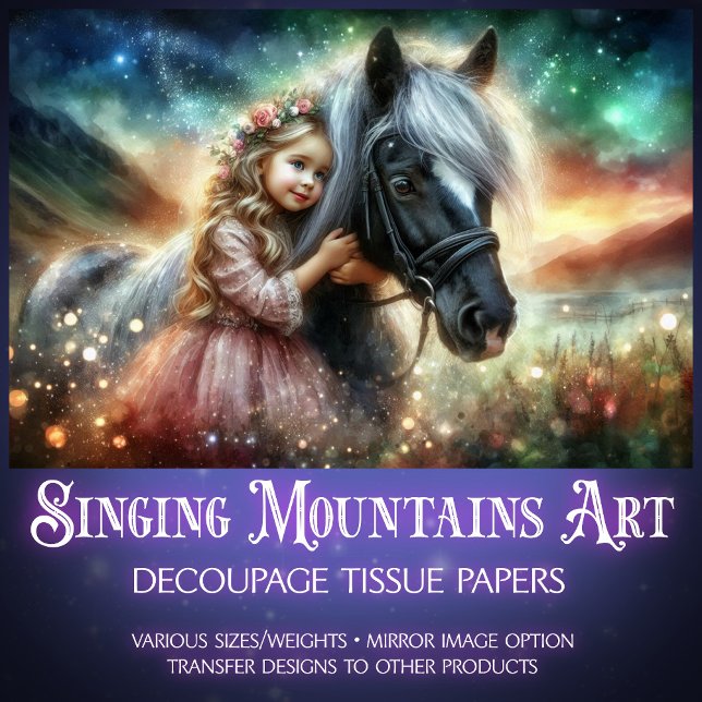 Papier Mousseline Paysage Magique Fille Avec Découpage Cheval (Créateur téléchargé)