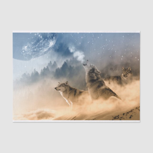 Papier Mousseline Paysage naturel de la lune des loups (Recto)