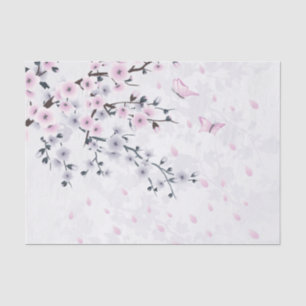 Papier Mousseline Paysage pastel de cerisiers en fleurs