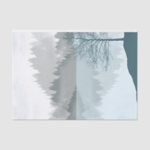 Papier Mousseline Paysage Réflexion Lac Arbres Vert