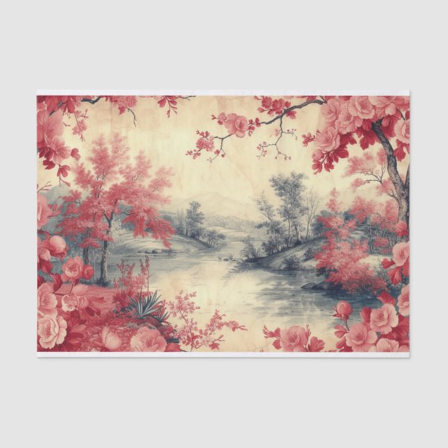 Papier Mousseline Paysage sur papier usé (Recto)