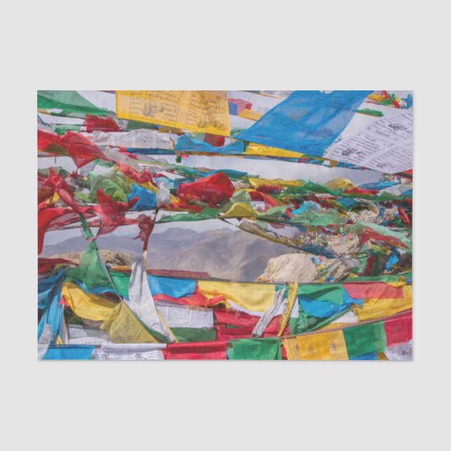 Papier Mousseline Paysage tibétain avec drapeaux de prière - Himalay (Recto)
