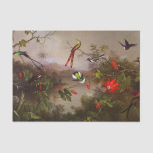 Papier Mousseline Paysage tropical avec dix colibris