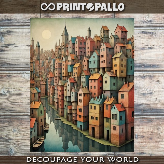 Papier Mousseline Paysage urbain de la rivière Surreal dans les tons (Créateur téléchargé)