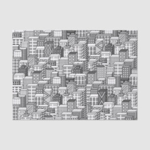 Papier Mousseline Paysage urbain noir et blanc de vecteur