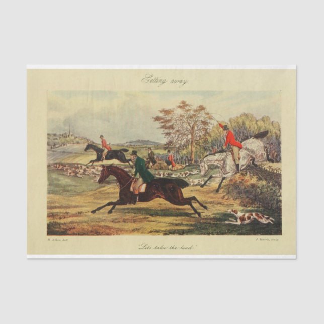 Papier Mousseline Paysage vintage Fox Hunt Ephemera Decoupage (Recto)
