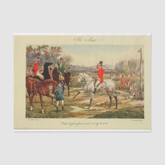 Papier Mousseline Paysage vintage Fox Hunter Ephemera Decoupage (Recto)