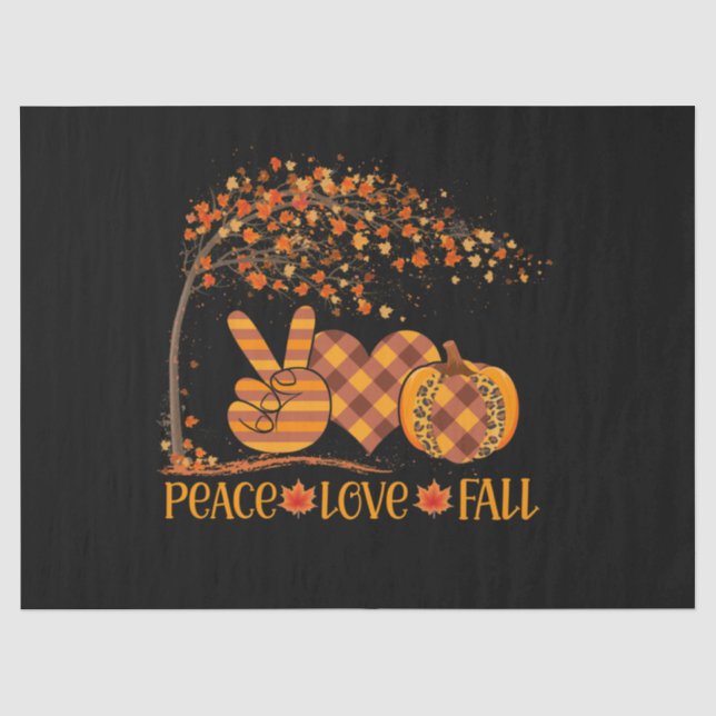 Papier Mousseline Peace Love Automne Citrouille Autum Happy Fall (Recto)