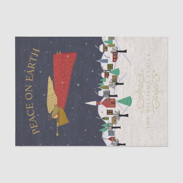 Papier Mousseline Peace on Earth Christmas Village Folk Art (Recto)