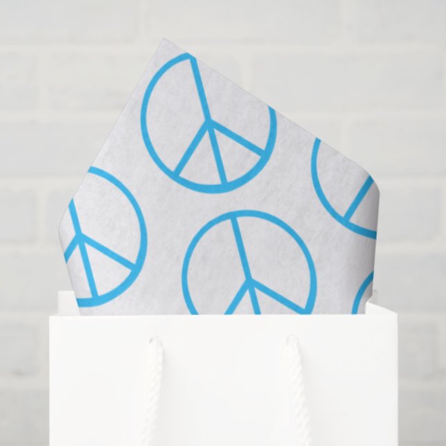 Papier Mousseline Peace Sign Blue Groovy Retro Fun (Sac cadeau)