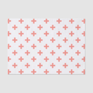 Papier Mousseline Peach polka croise sur blanc