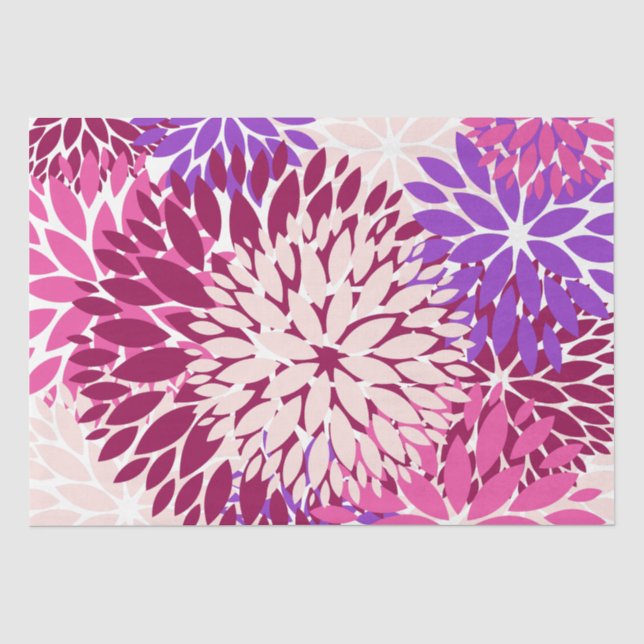 Papier Mousseline Peach rose Bourgogne violet Dahlia (Recto)