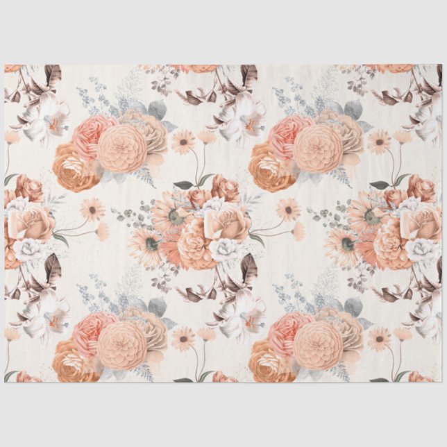 Papier Mousseline Peachy Floral Series Design 2 (Recto)