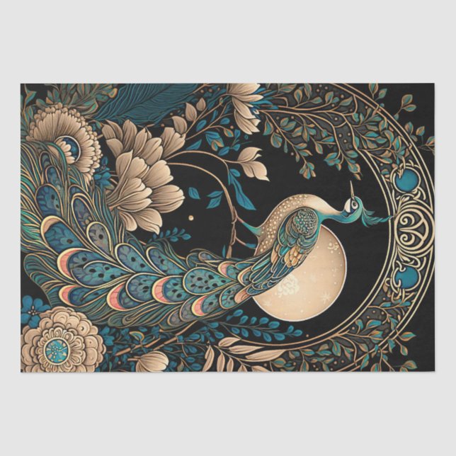 Papier Mousseline Peacock Art Déco (Recto)