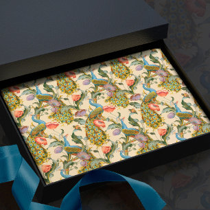 Papier Mousseline Peacock Art Nouveau motif floral papier de tissus