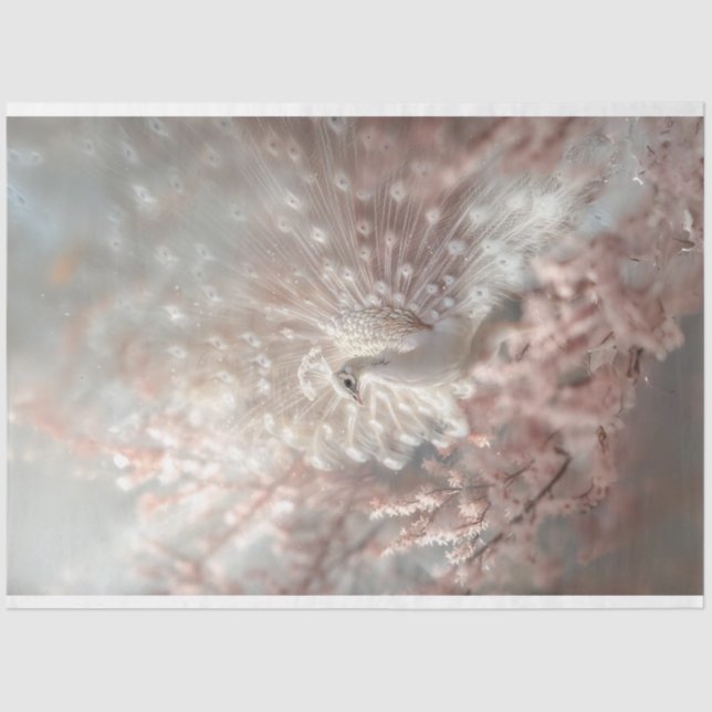 Papier Mousseline Peacock blanc céleste avec découpage rose fleur (Recto)