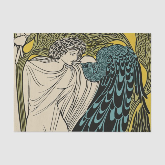Papier Mousseline Peacock Fine Art Bird Nouveau (Recto)