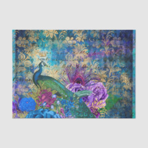 Papier Mousseline Peacock Peacocks Découpage Fleurs bleues et violet
