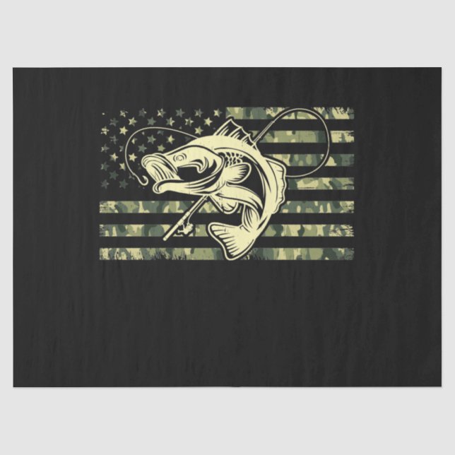 Papier Mousseline Pêche Camouflage USA Drapeau pour Bass Fisher (Recto)