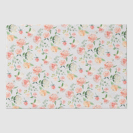 Papier Mousseline Pêche et profil floral féminin rose