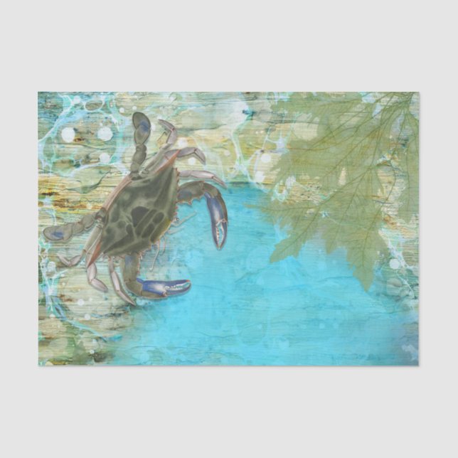 Papier Mousseline Pêche océanique du crabe bleu (Recto)