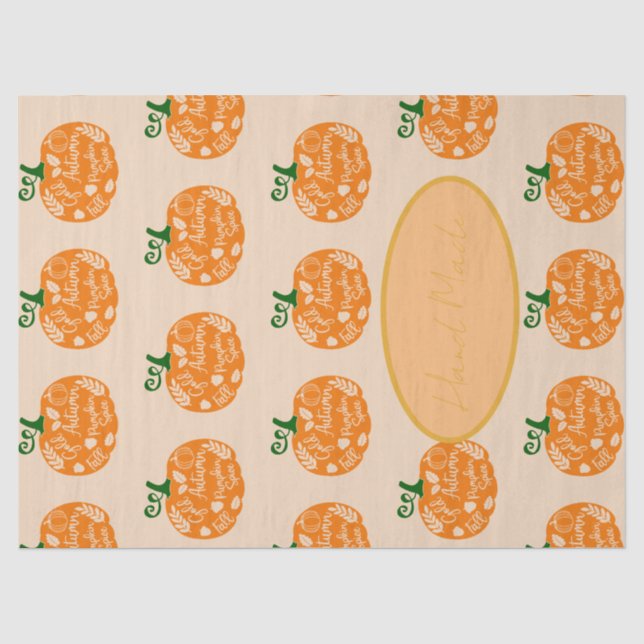 Papier Mousseline Pêcher Orange Citrouille artisanat main ou Merci (Recto)