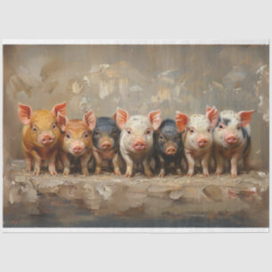 Papier Mousseline Peint à l'huile 7 cochons Meilleur ami Découpage