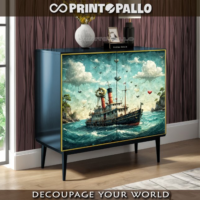 Papier Mousseline Peinture à l'huile du bateau fou de l'amour (Créateur téléchargé)