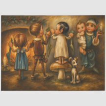 Peinture à l'huile fantaisiste d'elfes de Noël vin