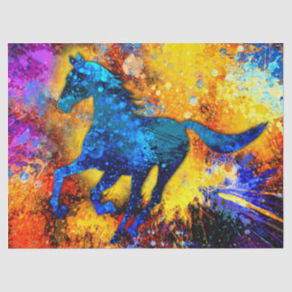 Papier Mousseline Peinture Abstraite de Cheval en Course