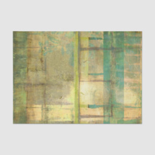 Papier Mousseline Peinture Abstraite dorée turquoise et verte
