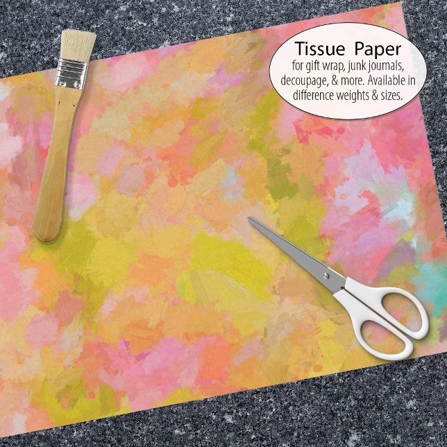 Papier Mousseline Peinture Abstraite Jolie rose (Tissue paper for gift wrap and decoupage)