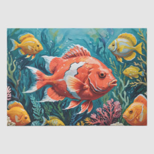 Papier Mousseline Peinture acrylique de poissons et de coraux 