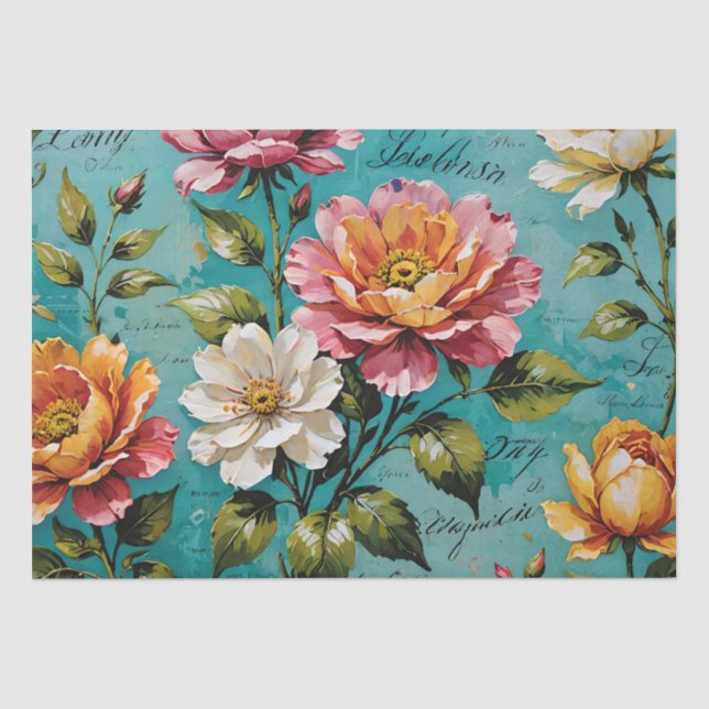 Papier Mousseline Peinture acrylique rose Découpage (Recto)