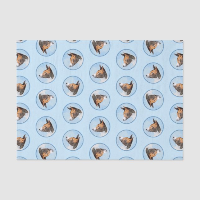 Papier Mousseline Peinture Basenji Châtaignier Rouge Brindle mignon  (Recto)
