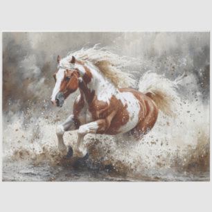 Papier Mousseline Peinture Cheval Traversant La Découpage De L'Eau