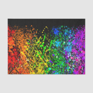 Papier Mousseline Peinture couleur arc-en-ciel noir coloré